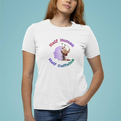 Half Human Half Caffeine T-Shirt – Funny Coffee Lover Tee for Caffeinated Souls
